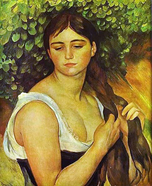 Renoir, Girl Braiding Her Hair (model, Suzanne Valadon) 1885